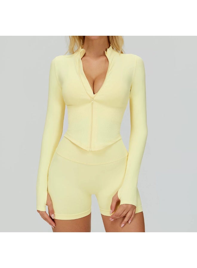 general Yknktstc Women Workout Jacket Full Zip Athletic Tops Cropped Shirt with Thumbholes Quick Dry Running Yoga Casual Wear - Image 1